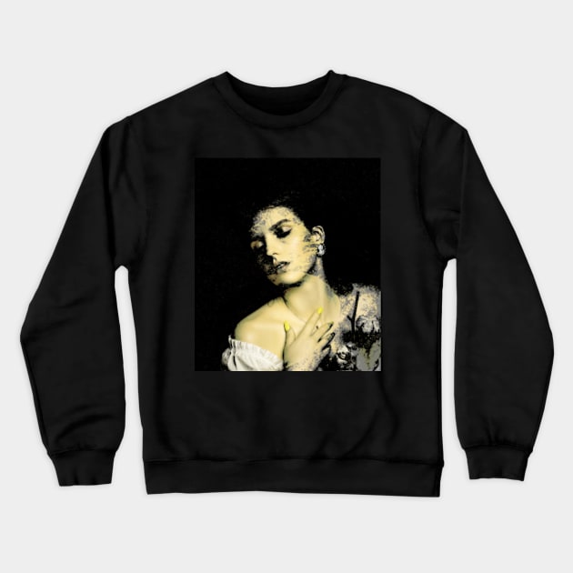 Beautiful girl, some part of her body grayscale, some with color, paint. Dark. Crewneck Sweatshirt by 234TeeUser234